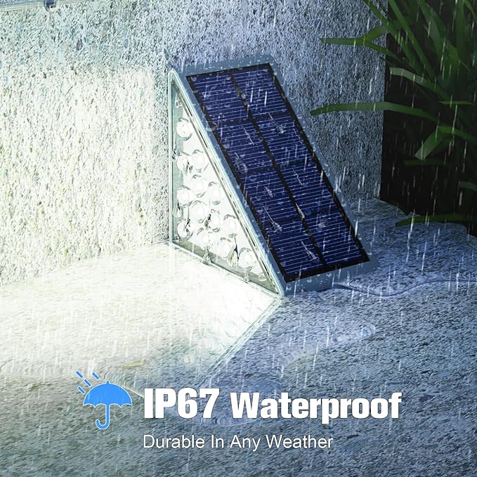 VOLISUN Solar Stair Lights 16 Pack, Solar Step Lights Waterproof IP67, Outdoor Step Light with 13 LEDs, Outdoor Lighting Decor for Yard Stair, Patio, Front Step, Front Porch and Deck(Cool White)