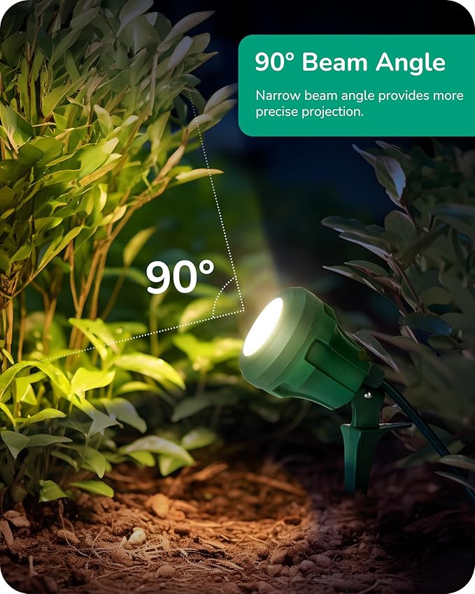 EDISHINE LED Outdoor Spotlights, 120V 4.8W Plug in Spot Light with 3 Lenses (Red Green Yellow), 180° Rotatable, 5000K, Waterproof Landscape Lighting for Flag Tree Garden, 2 Pack