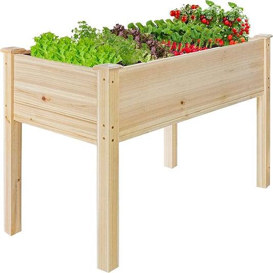 LZRS Raised Garden Bed Outdoor Planter Box with Legs for Herbs, Vegetables, Flowers, Great for Outdoor Patio, Yard and Deck, 220lb Capacity, Natural