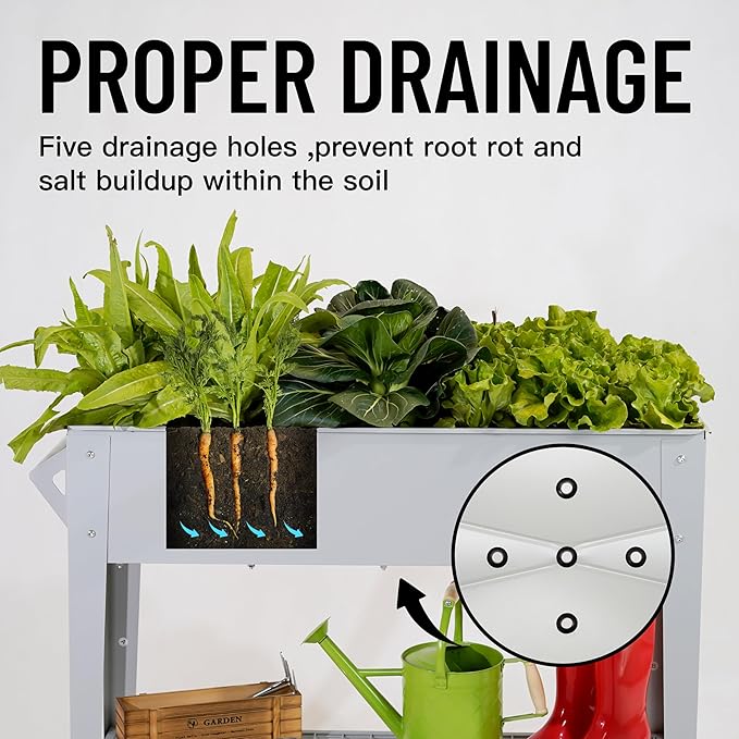 𝐑𝐚𝐢𝐬𝐞𝐝 𝐆𝐚𝐫𝐝𝐞𝐧 𝐁𝐞𝐝 𝐎𝐮𝐭𝐝𝐨𝐨𝐫 Elevate Herb Garden Planter Box Outdoor Raised Planter Box with Legs On Wheels for Vegetables Flower Tomato Patio Backyard