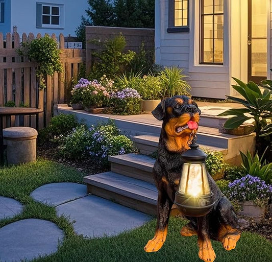 NASKY The Resin Handicraft Solar - Powered Hanging Lamp in The Shape of A Simulated Puppy of The Courtyard is Suitable for Places Such As Courtyards, Gardens and Balconies (Ronaway Dog)