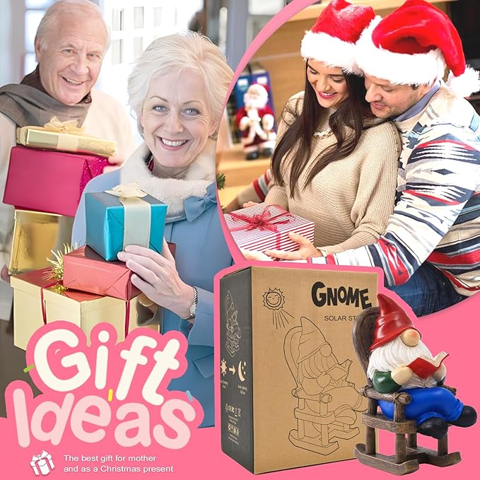 Goodeco Solar Gnome Statue for Garden - Perfect Relaxing Home or Outdoor & Fairy Garden Decor, Great as Birthday or Mom Gifts- 5.7x8.1 in