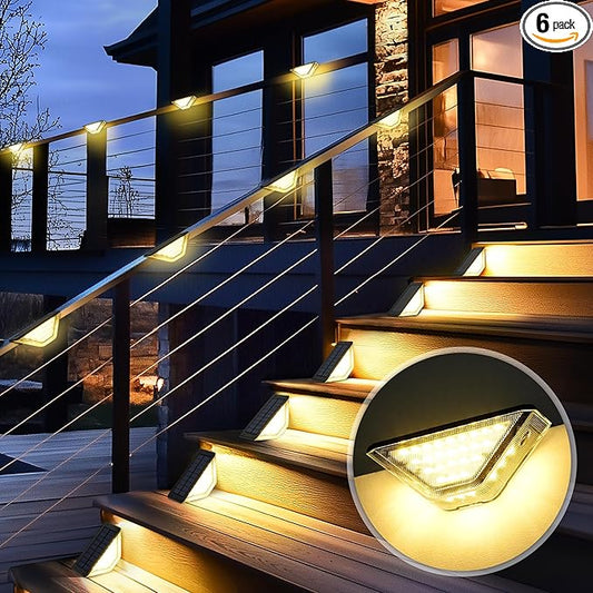 SOLPEX Solar Step Lights Outdoor,Solar Deck Lights for Outside,Two-Sided Stair Lights with 33 LEDs,Waterproof IP65 for Garden,Fence,Deck,Steps,Stair,Porch（16 Pack,Warm White）
