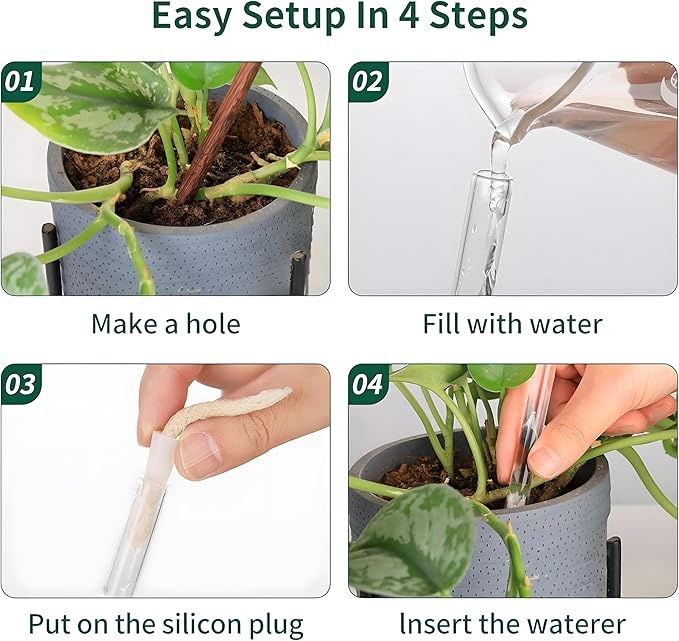 6.4 oz Medium Plant Self Watering Globes, Light Iridescent Glass Water Bulb for Indoor Plants While Away, Automatic Plant Waterer Self-Watering Stakes, Plant Thing for Plant Parents, 2 Pack