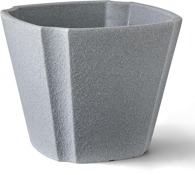 ARBORA 20" Monaco Square Polyresin Indoor and Outdoor Planter with Stone Blend Concrete Gray Finish - Durable, Weatherproof, Lightweight, Large Plant Pot for Patio, Garden, Deck, Entryway