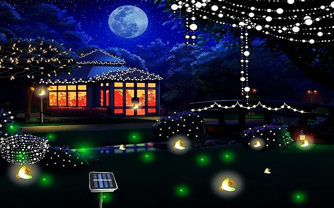 Outdoor Solar Powered Firefly Lights Bugs with 9 Bee, Flickering Fireflies String Lights with 9 Amusing Fireflies Bulbs for Garden Patio Lawn, Brings Back Memories of Your Childhood