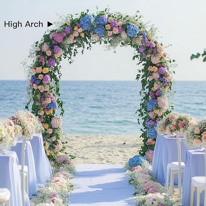 RUBFAC Metal Garden Arch, Wedding & Event Decoration, Garden Trellis for Climbing Plants, Assemble Freely 2 Sizes for Various Climbing Plant Roses Vines Bridal Party Decoration White, 1 Pack