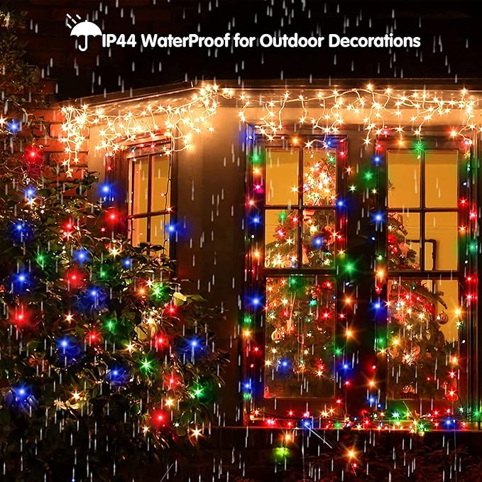 Led Christmas Lights Outdoor Christmas Decorations Hanging Light 400LED 8 Modes 75 Drops, Waterproof Outdoor Indoor Fairy Christmas Lights for Party, Holiday, Wedding Decorations (Multicolor)