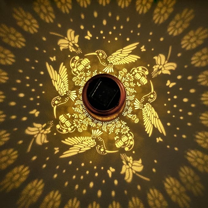 Hummingbird Solar Lanterns Outdoor Waterproof Hanging Solar Lights Metal Decorative LED Lanterns Outside Decor for Garden,Yard,Patio,Lawn Christmas Gifts for Women Mom