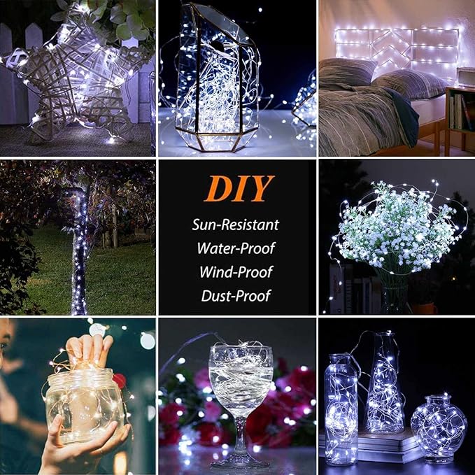Solar String Lights Outdoor, Upgraded 2-Pack 80FT 200 LED Solar Twinkle Light for Outside, Waterproof Silver Wire 8 Modes Solar Fairy Lights for Garden Patio Tree Christmas Party Wedding (Cool White)