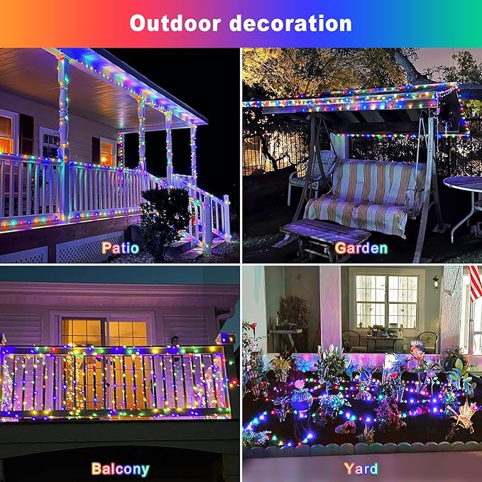 JMEXSUSS 4 Pack Solar Fairy Lights Outdoor, Each 66ft 200 LED Multicolor Fairy Lights Solar Powered 8 Modes, Copper Wire Mini Solar String Lights for Tree Garden Patio Party Christmas Decorations