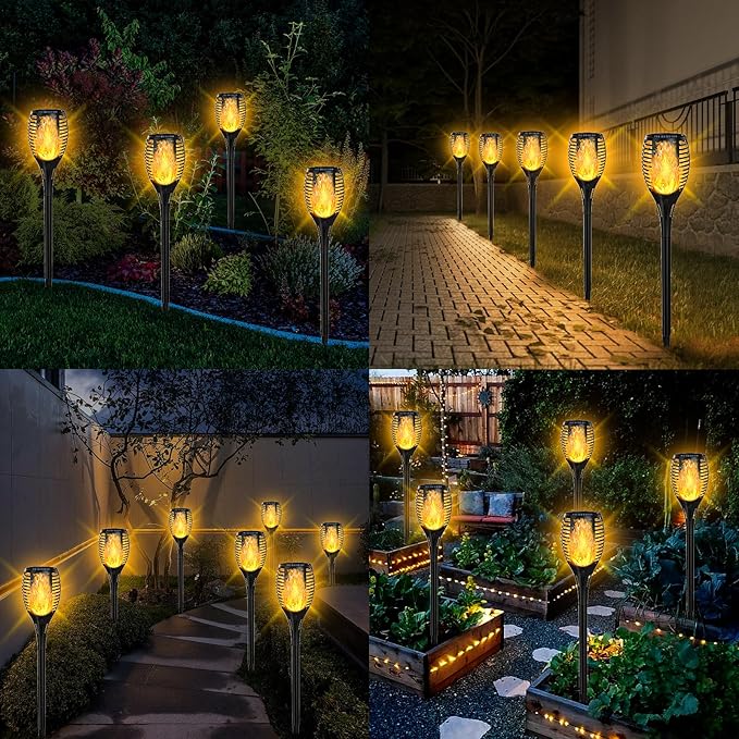 Upgraded Solar Lights Outdoor 7 Pack, Solar Torch Lights with Flickering Flame, Super Larger Size for Garden Decor, Solar Powered Outdoor Waterproof Solar Garden Lights for Pathway Patio Yard