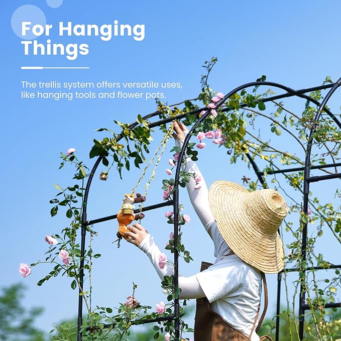 KING BIRD Raised Garden Bed with Arched Trellis Galvanized Planter Garden Box Outdoor for Gardening, Climbing Vegetables, Flowers 7.87x3.94x0.98 Ft 2PCS, Silver