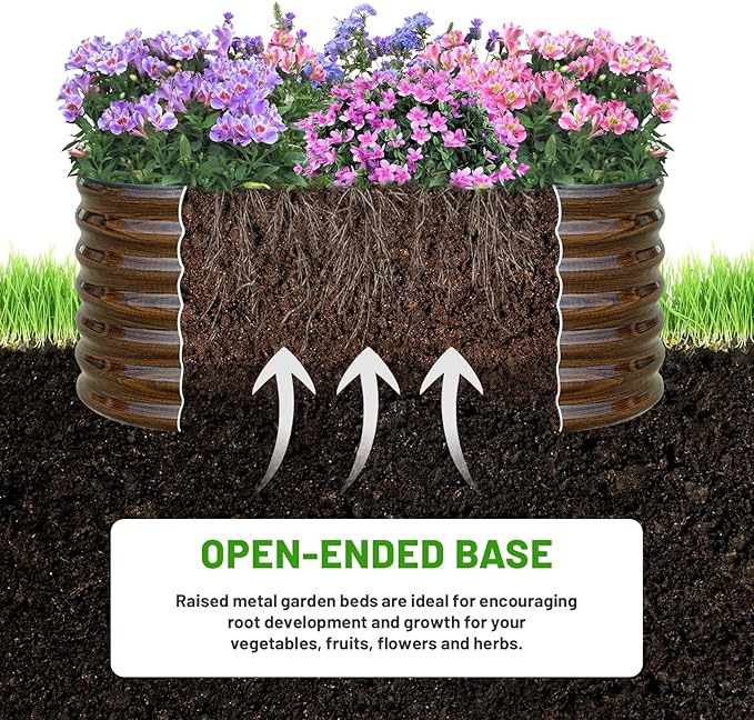 SnugNiture Galvanized Steel Raised Garden Bed, 4x2x2 ft, Outdoor Oval Deep Root Planter Box for Growing Vegetables, Flowers and Fruits