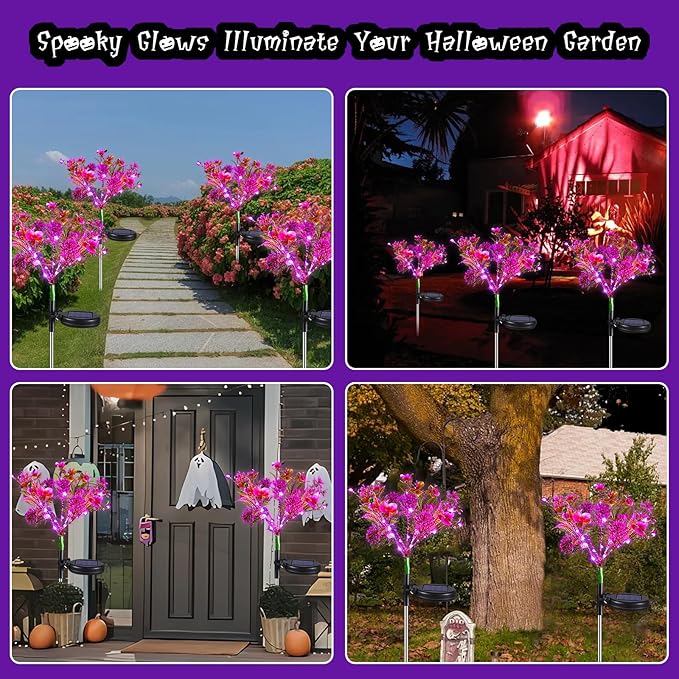 Neporal Garden Solar Lights Outdoor Waterproof IP65, 2PK Phalaenopsis Solar Flowers Solar Garden Lights Waterproof for Patio Decor, Yard Decor,Gardening Gifts for Women