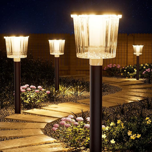 Super Bright Solar Pathway Lights Outdoor Powered,Adjustable Warm&Cool White,Waterproof IP65 Garden Decor Landscape Lighting Outside for Yard/Patio/Walkway/Driveway/Landscape (Cocoa Brown, 3 Pack)