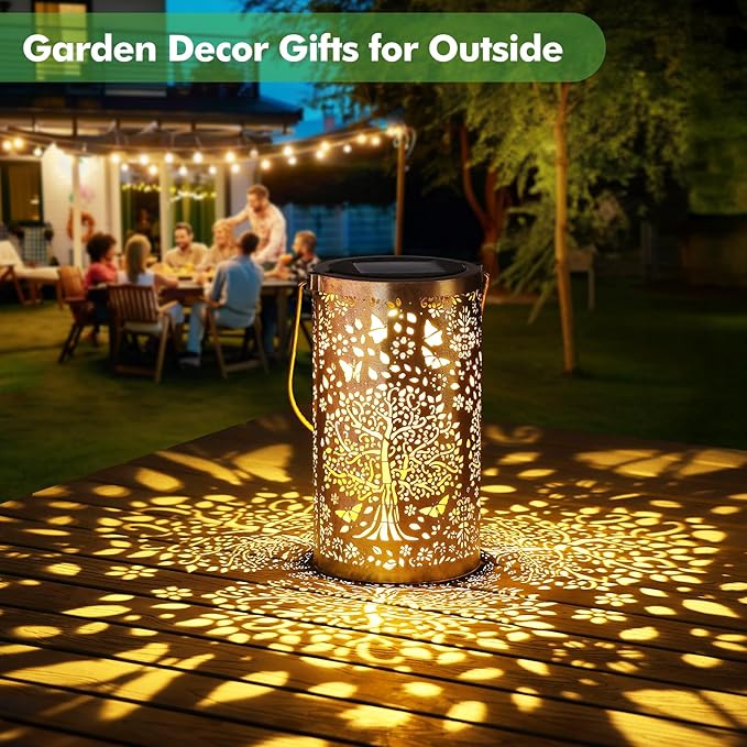Fabuday Tree of Life Outdoor Solar Lantern Waterproof - Hanging Solar Power Lights Led for Outside, Garden Decor for Patio, Porch, Balcony, Yard and Deck, Gardening Decorations Gifts for Women Mom