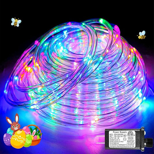 66FT 200 LED Rope Lights for Outside, Easter Lights Outdoor with Waterproof 8 Modes, Flexible and Connectable Plug in String Lights for Indoor Patio Pool Party Easter Decorations, Pastel Multicolor