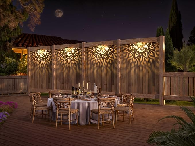 Solar Fence Lights 6 Pack Solar Deck Lights Waterproof LED Step Wall Outdoor Decorations Warm Yellow Decorative Lighting for Garden Backyard Yard Decor (Gold)