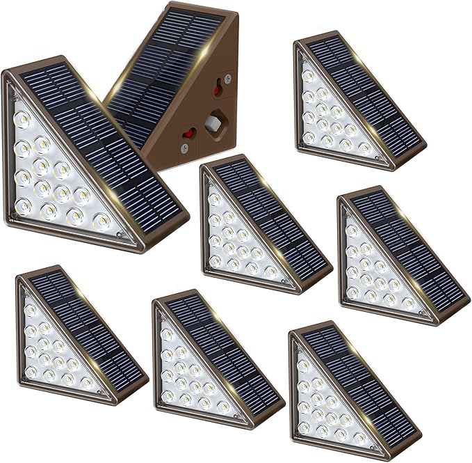 Solar Step Lights for Outside,8pack Solar Stair Lights Outdoor Waterproof IP67,Outdoor Deck Step Lights,Solar Outdoor Lights for Staircase,Patio,Front Step(Cool Brown)