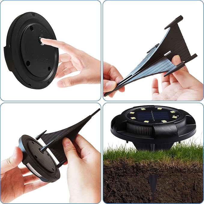 K.E.J. Solar Ground Lights 12 Pcs Disk Lights Outdoor - Waterproof In-Ground Lights,Solar Landscape Lighting as Valentine's Day Decorations Outdoor for Garden Pathway Yard Deck Walkway Driveway