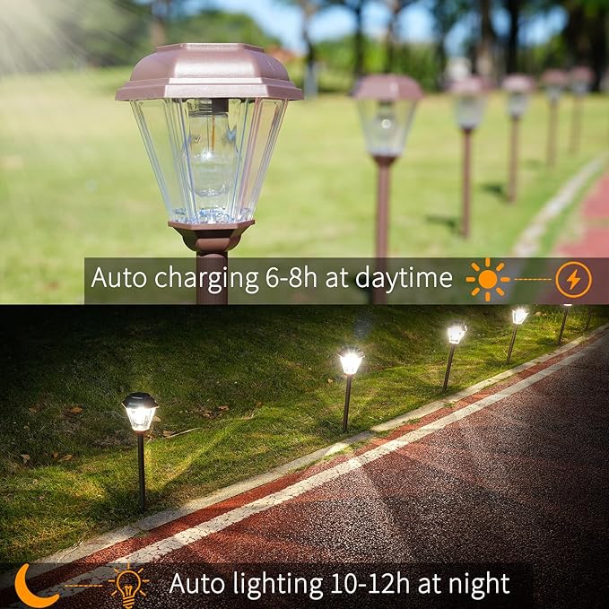 Solar Pathway Lights Outdoor 4 Pack, Upgraded 1000mAh Battery Up to 12Hrs, Solar Lights Outdoor Waterproof IP65, Warm White Landscape Light for Garden