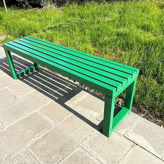 Weatherproof Metal Dining Bench, Outdoor Bench Backless Patio Bench 2-Person Farmhouse Bench Garden Bench for Kitchen, Living Room, Entryway(Green,59in)