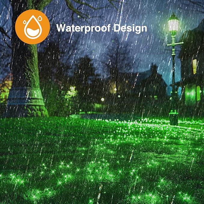 kolpop Green Solar Fairy Lights Outdoor, 3 Packs Total 96FT 240 LED Solar Powered String Light Outside Waterproof, 8 Modes Copper Wire Mini Twinkle Tree Lighting for Halloween Garden Patio Yard