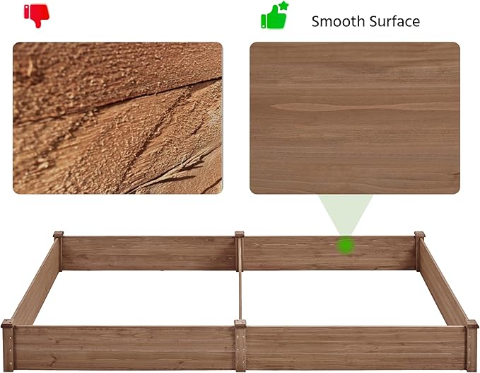 Yaheetech 8×4ft Wooden Horticulture Raised Garden Bed Divisible Elevated Planting Planter Box for Flowers/Vegetables/Herbs in Backyard/Patio Outdoor, 93 x 48 x 10in, Dark Brown