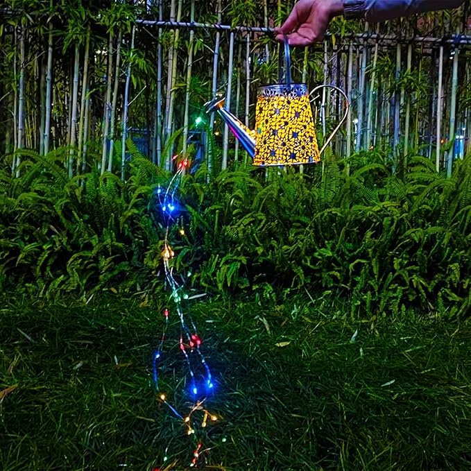 VOOKRY Solar Watering Can Lights, Outdoor Large Hanging Lantern Waterproof, Multicolor Retro Metal Solar Lights for Patio Yard Porch Lawn Garden Christmas Decor Gifts for Mom Women Grandma Birthday