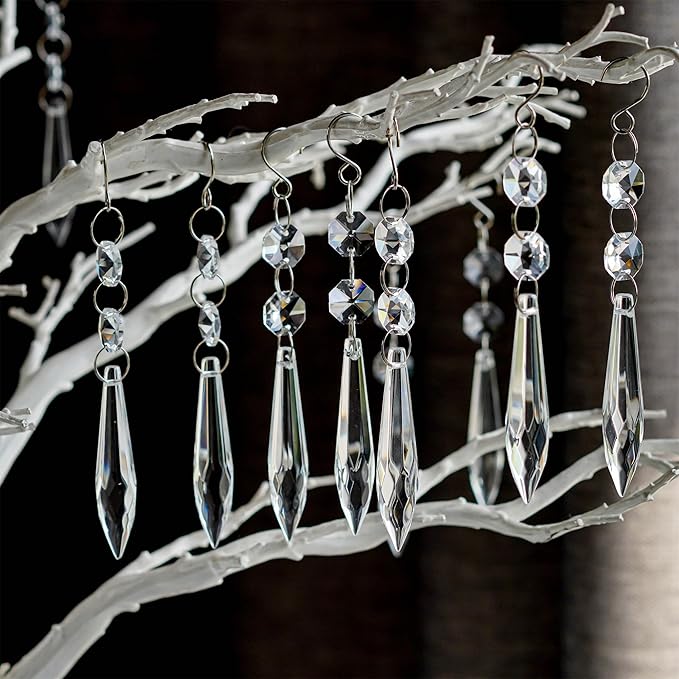 H&D 10pcs 63mm Chandelier Crystals Ornament - Clear Crystal Chandelier Prisms Icicle Drop Pendants