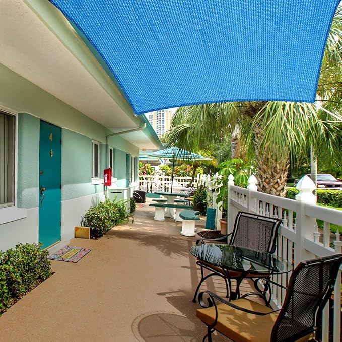 Eden's Decor Straight Flat-Edged Sun Shade Sail Rectangular 9' x 22' Blue UV-Blocking Outdoor Canopy Fabric Cloth Awning for Pergola Patio Garden Backyard Custom Size