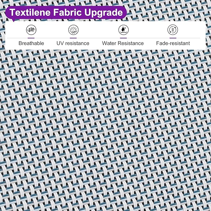 PURPLE LEAF Oversize Outdoor Chaise Lounge Set of 4 Outdoor White Aluminum Lounge Chairs with Side Table and Wheels Patio Lounge Chair for Yard Pool Deck, Bluish-Gray