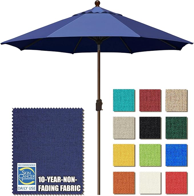 EliteShade USA 10-Year-Non-Fading 9Ft Market Umbrella Patio Umbrella Outdoor Table Umbrella with Ventilation, Navy Blue