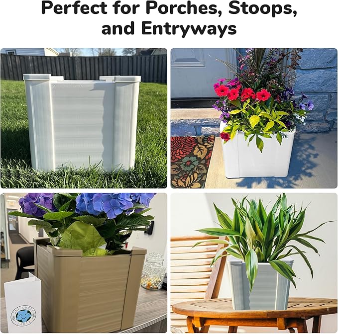 Raised Garden Bed - 1x1 ft Planter Box - White HDPE - No Tools Needed - DIY Kit for Urban Gardening, Flowers, Herbs & Vegetables - Made in The USA - 2 Pack