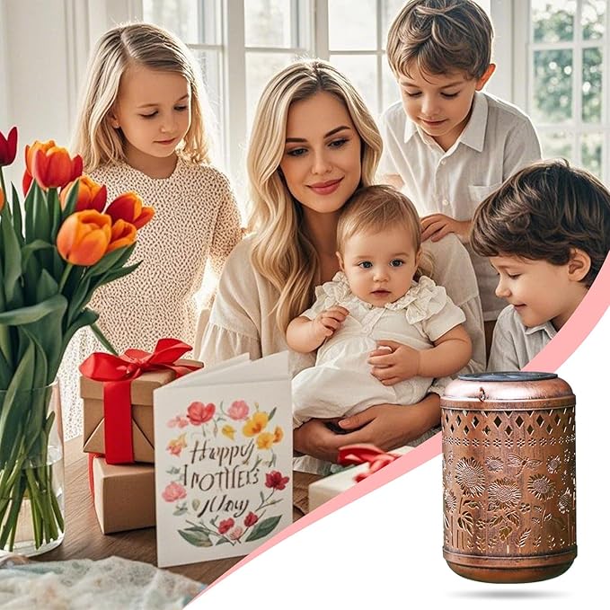 Solar Outdoor Lanterns, Sunflower Garden Decor LED Light Hanging Waterproof Solar Metal Lantern Gifts for Women Mom Grandma Outdoor Decoration for Patio Pathway Yard