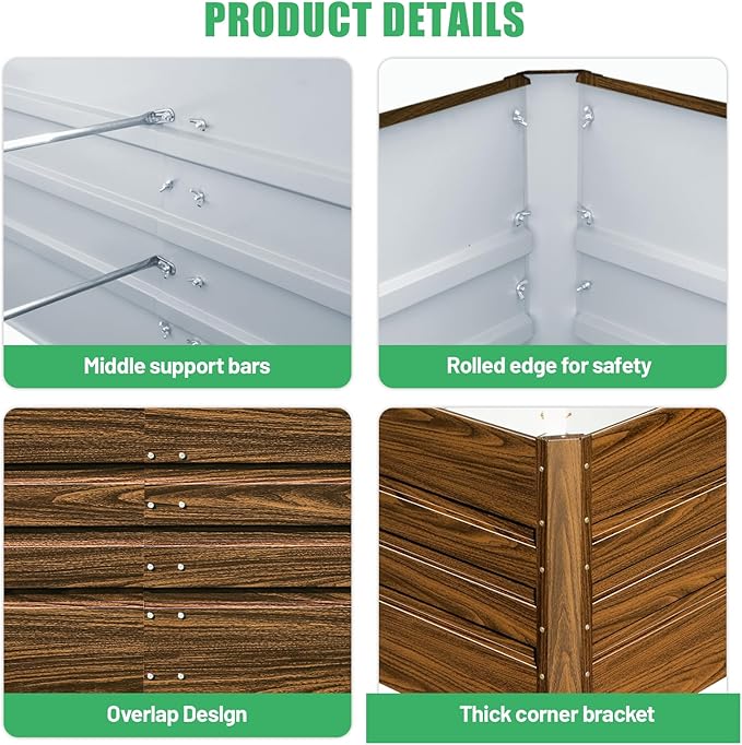 SnugNiture 4x2x2FT Raised Garden Bed Galvanized Planter Garden Boxes Outdoor, Deep Root Planter Raised Bed for Vegetables Flowers Herbs,Brown