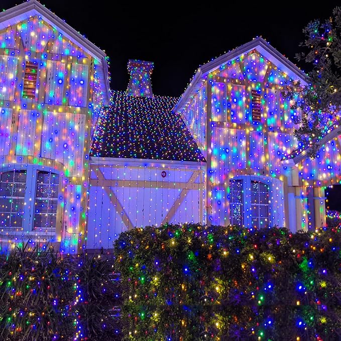 33ft Christmas Lights Outdoor Waterproof, 100 LED String Lights for Bedroom Clear Wire with 8 Modes, Plug in Twinkle Fairy String Light for Indoor Outdoor Home Party Garden Decorations, Multicolor