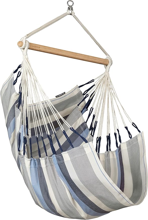LA SIESTA® - Medium Basic Domingo Hammock Chair & TreeMount - Weather & Tear Resistant Hanging Chair w/Suspension Kit for Trees Beams & Posts - Bedroom Patio Outdoor Indoor Hammock Chair - Sea Salt