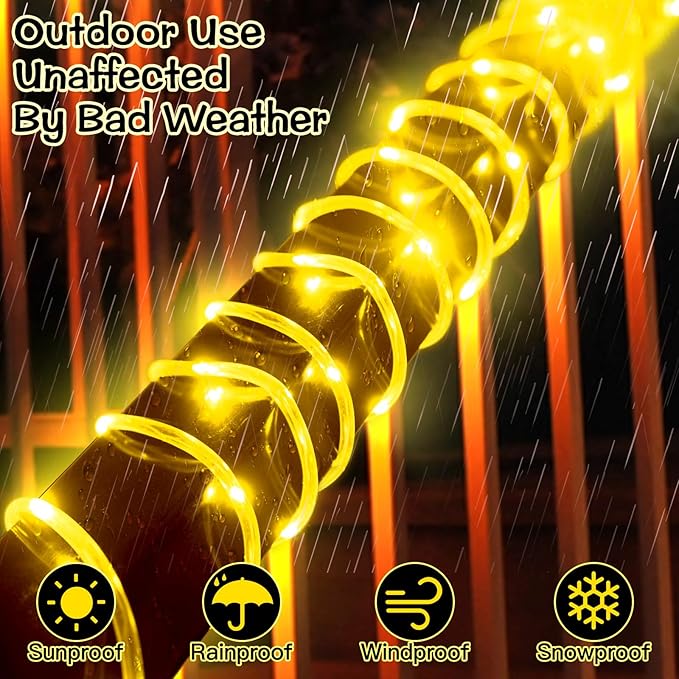 LitHome 18 Colors 50FT Solar Outdoor String Lights Waterproof,Color Changing 150 LED Rope Lights, Remote Controlled Fairy String Tube Lights for Outside Fence Trampoline Yard Christmas Decor