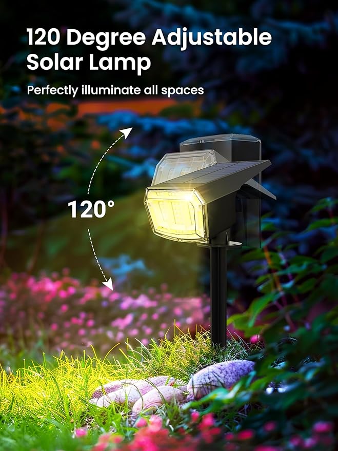 Solar Spot Lights Outdoor, 9 Lighting Modes RGB, Solar Lights Outdoor Waterproof IP65, 63 LED Landscape Spotlights for Halloween Christmas Decorations-1 Pack