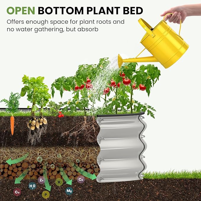 4x4x1 FT Galvanized Raised Garden Bed, Large Round Raised Garden Beds Outdoor Raised Planter Box, Raised Beds for Gardening Vegetables Flower Herb(Pearl White)