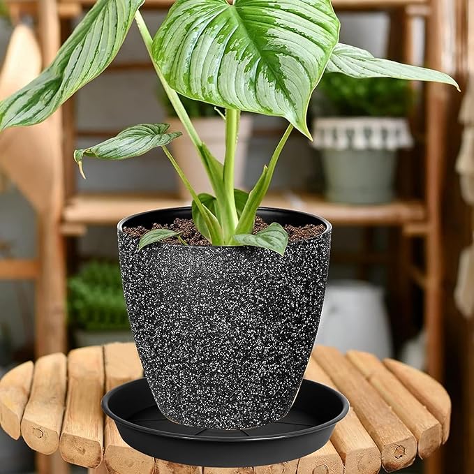 2 Pack of Plant Saucer 12 inch, Black Plastic Flower Plant Pot Saucer, Heavy Duty Plant Drip Trays Saucers for Indoor, Plant Water Tray for Planters