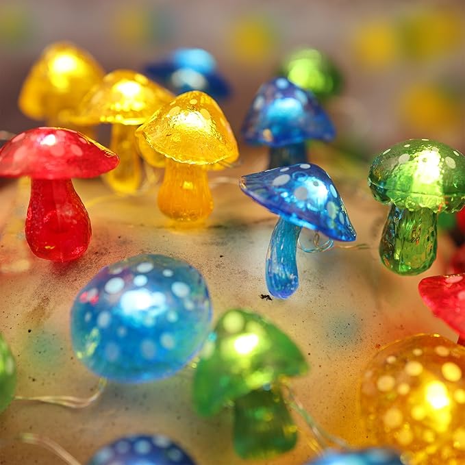 Mushroom String Lights Mushroom Lamp Fairy Décor-USB Plug in or Battery Operated 7ft 20 LED Decorative Fairy Lights-Mushroom String Lights for Bedroom Living Room Decor