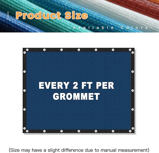 VICLLAX Shade Fabric Sun Shade Cloth with Every 2 FT Grommets for Patio Garden Pergola Cover Canopy 4x4 FT, Dark Blue