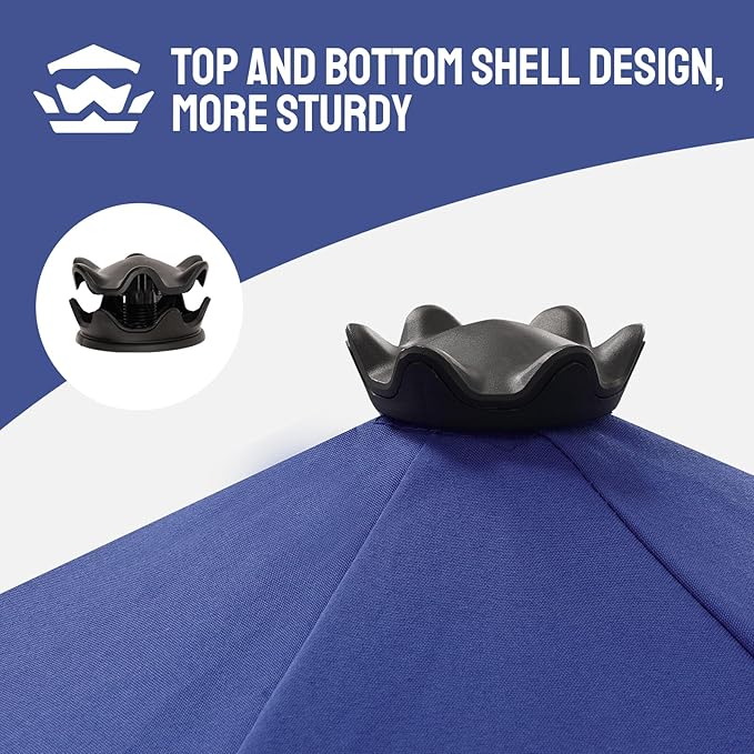 CROWN SHADES 9 Ft Patio Umbrella - Polyester Outdoor Umbrella with 30° Push Button Tilt, Patented Edge Connection Windproof Design for Patio, Pool, Garden & Table, UV Resistent