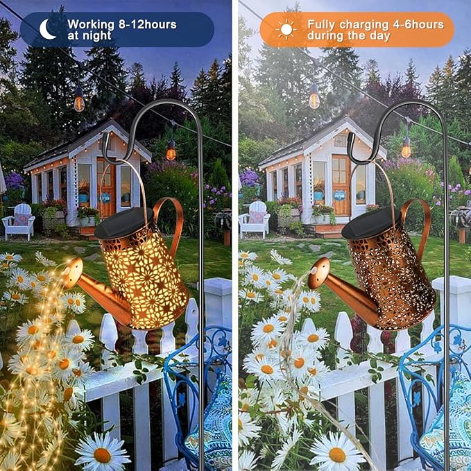 Solar Watering Can with Lights - Outdoor Waterproof Solar Landscape Lights for Garden Patio Yard Pathway (2 Pack)