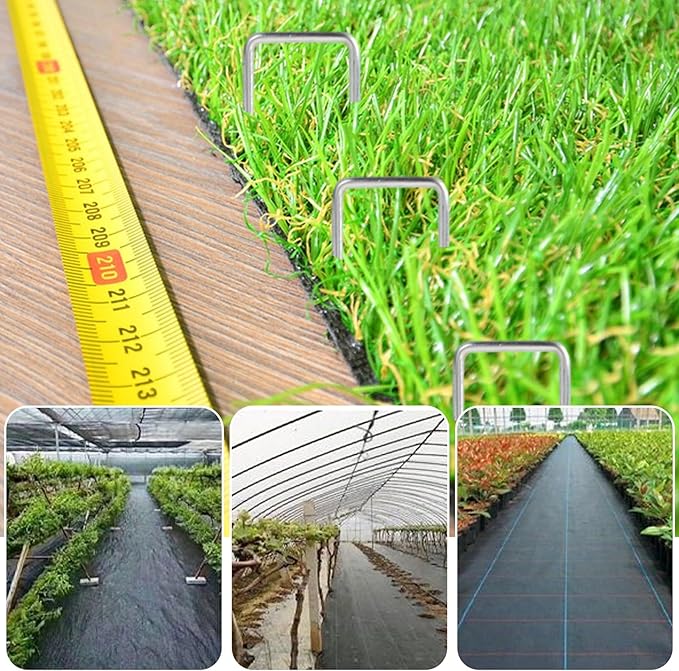 50 Pack Sturdy Garden Landscape Staples, 6 Inch Galvanized Steel Sod Pins Anti-Rust Stakes for Weed Barrier, Christmas Decorations and Landscaping Fabric.