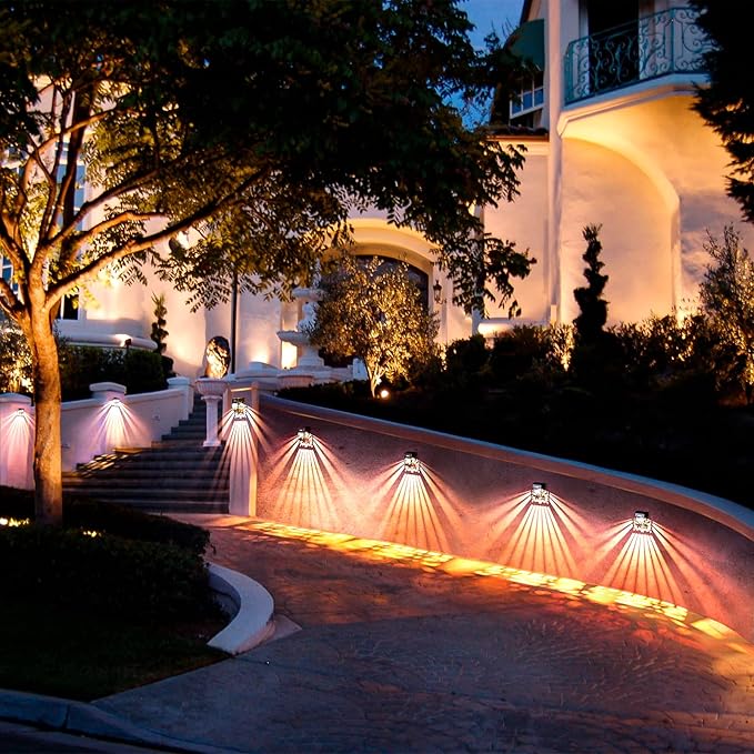 LOFTEK Solar Deck Lights, 2 Pack Solar Fence Lights, Outdoor Garden Decorative Light, Dusk to Dawn, Waterproof, Fence Post Wall Light for Railing, Patio, Pool, Backyard, Stair, Step, Warm White