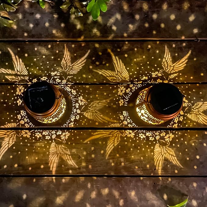 Mothers Day Gifts, 4 Packs Dragonfly&Hummingbird Solar Lantern Lights Outdoor Decor, Hanging Waterproof Metal Decorations, Landscape Lights for Garden Patio Yard Lawn Backyard Front Porch